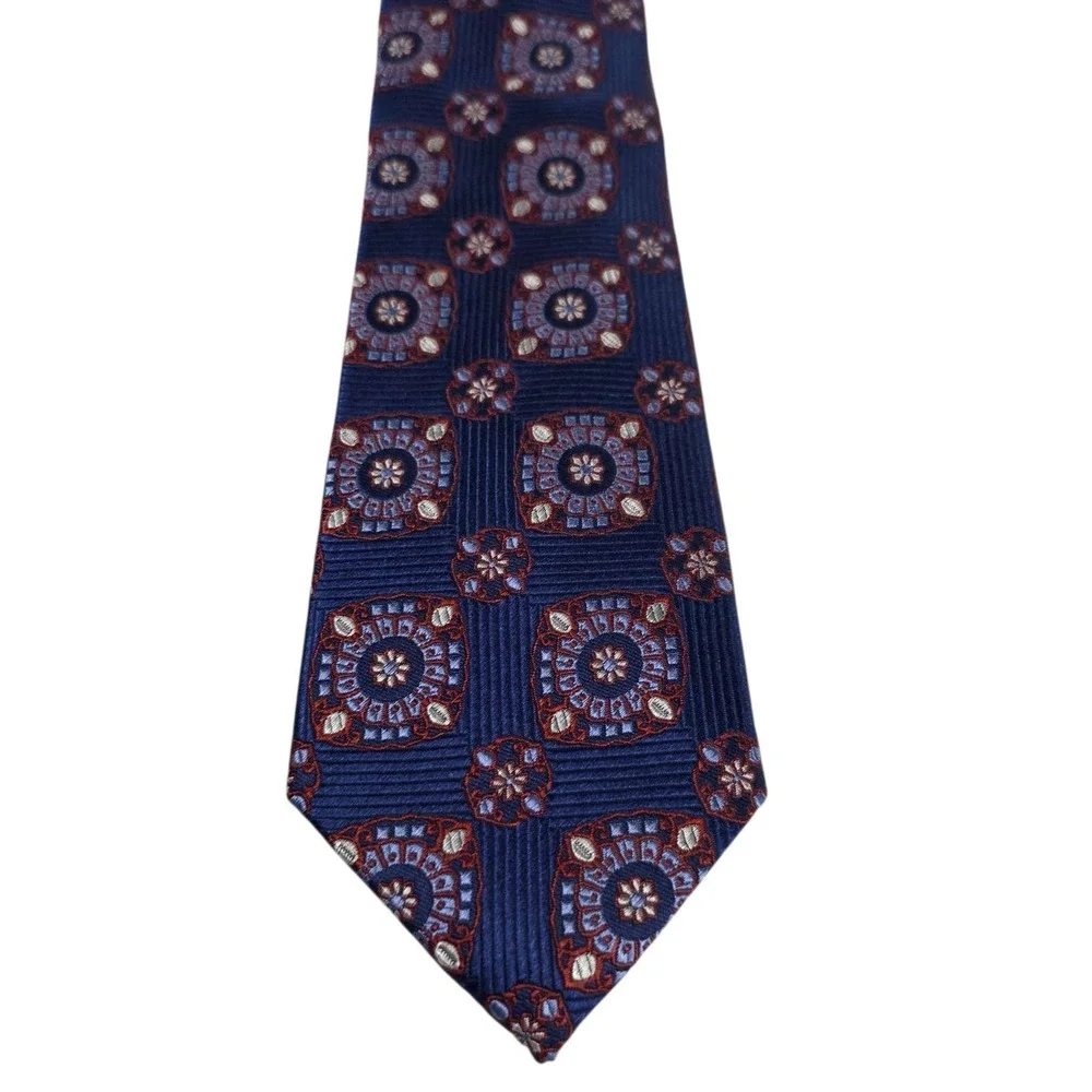 JOS. A. BANK RESERVE Men's Necktie Blue‎ Floral Silk 58 Inch Length Luxury